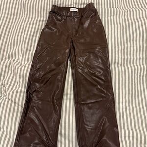 Abercrombie & Fitch Chocolate Faux Leather Trousers